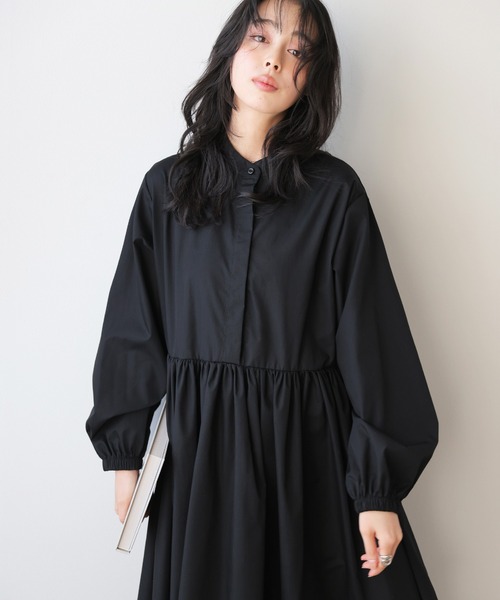 La-gemme（ラジェム）の「ギャザーデザインシャツワンピース（ワンピース・レディース・グレー/ホワイト/ブラック・フリー）」の8枚目の写真