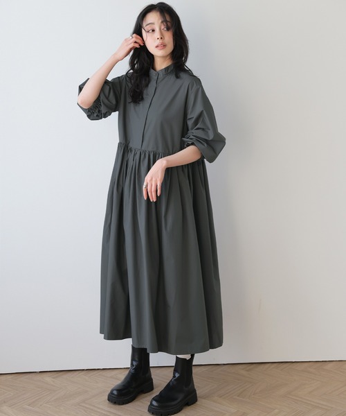 La-gemme（ラジェム）の「ギャザーデザインシャツワンピース（ワンピース・レディース・グレー/ホワイト/ブラック・フリー）」の12枚目の写真