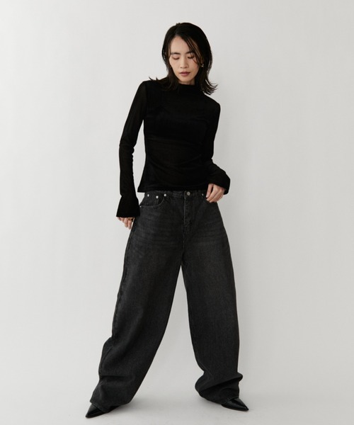 VION(ヴィオン)の「シアーメッシュロングスリーブティー / Sheer Mesh Long Sleeve TEE(Tシャツ/カットソー・レディース・ブラック/グレー・FREE)」の9枚目の写真