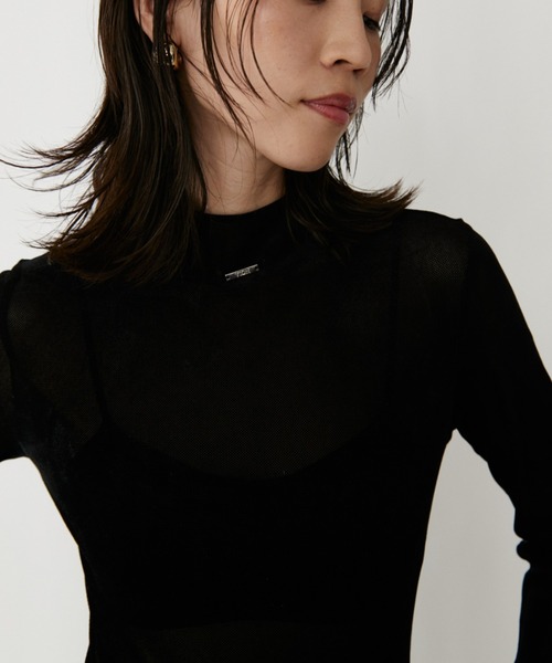 VION(ヴィオン)の「シアーメッシュロングスリーブティー / Sheer Mesh Long Sleeve TEE(Tシャツ/カットソー・レディース・ブラック/グレー・FREE)」の12枚目の写真