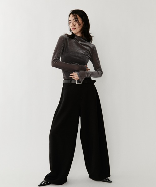 VION(ヴィオン)の「シアーメッシュロングスリーブティー / Sheer Mesh Long Sleeve TEE(Tシャツ/カットソー・レディース・ブラック/グレー・FREE)」の8枚目の写真