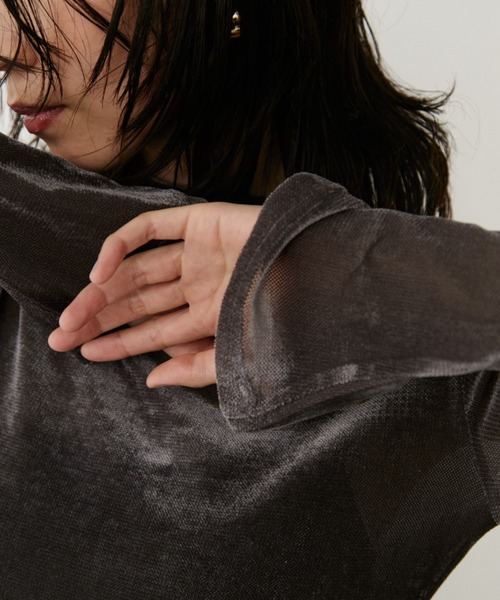 VION(ヴィオン)の「シアーメッシュロングスリーブティー / Sheer Mesh Long Sleeve TEE(Tシャツ/カットソー・レディース・ブラック/グレー・FREE)」の7枚目の写真