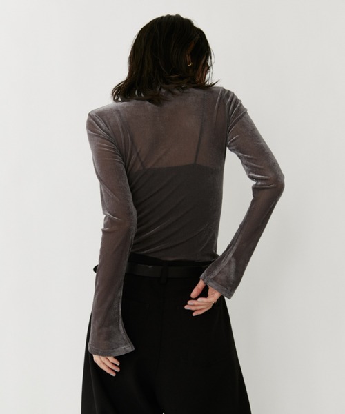 VION(ヴィオン)の「シアーメッシュロングスリーブティー / Sheer Mesh Long Sleeve TEE(Tシャツ/カットソー・レディース・ブラック/グレー・FREE)」の4枚目の写真