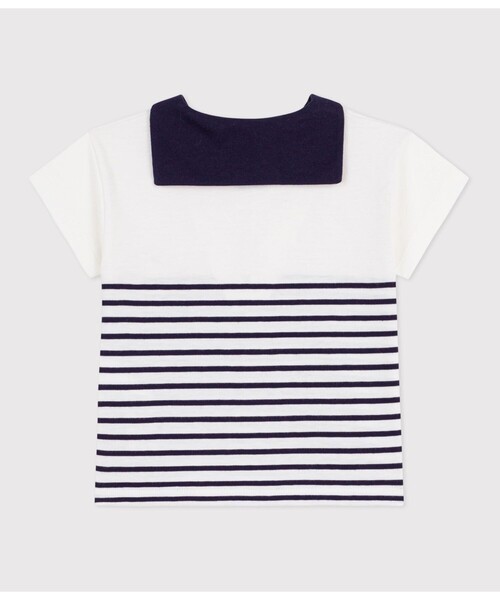 PETIT BATEAU（プチバトー）の「セーラーカラー半袖Tシャツ（Tシャツ/カットソー・キッズ・ホワイト×ブルー・18MONTH/12MONTH/24MONTH/36MONTH）」の2枚目の写真