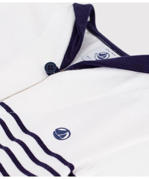 PETIT BATEAU（プチバトー）の「セーラーカラー半袖Tシャツ（Tシャツ/カットソー・キッズ・ホワイト×ブルー・18MONTH/12MONTH/24MONTH/36MONTH）」の3枚目の写真