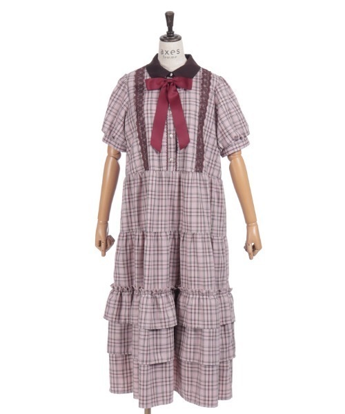 axes femme（アクシーズファム）の「丸襟チェックワンピース（ワンピース・レディース・ミント/ピンク/グレー・FREE）」の11枚目の写真