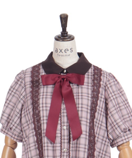 axes femme（アクシーズファム）の「丸襟チェックワンピース（ワンピース・レディース・ミント/ピンク/グレー・FREE）」の14枚目の写真