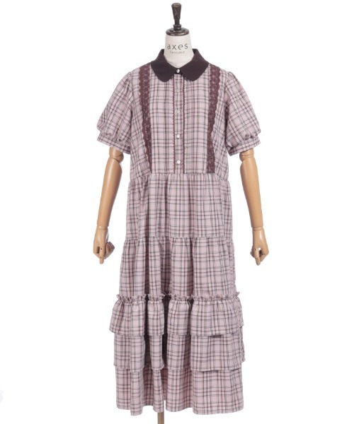 axes femme（アクシーズファム）の「丸襟チェックワンピース（ワンピース・レディース・ミント/ピンク/グレー・FREE）」の16枚目の写真