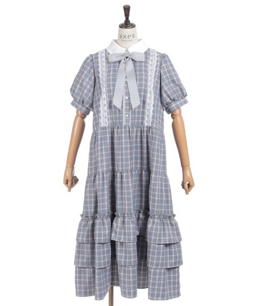 axes femme（アクシーズファム）の「丸襟チェックワンピース（ワンピース・レディース・ミント/ピンク/グレー・FREE）」の20枚目の写真