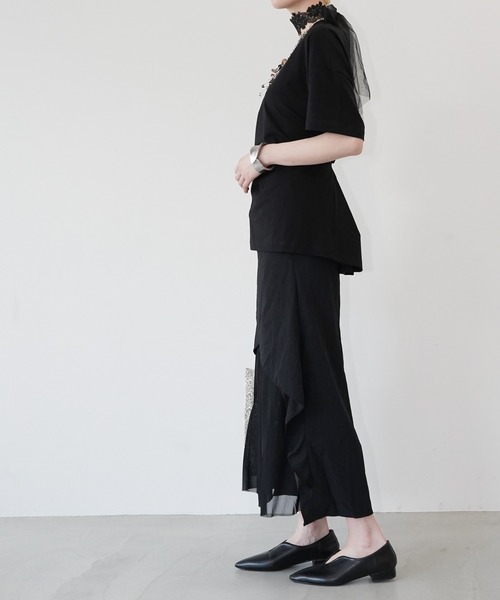 chuclla(チュクラ)の「ドレープレイヤードスカート chw26s147(スカート・レディース・ブラック/ホワイト・M/L)」の6枚目の写真