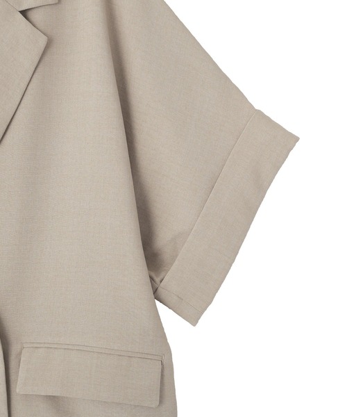 AMERICAN HOLIC（アメリカンホリック）の「【接触冷感・イージーケア】リネンライク半袖ジャケット（テーラードジャケット・レディース・ブラック/ブラウン/グレイッシュベージュ・L/M）」の11枚目の写真