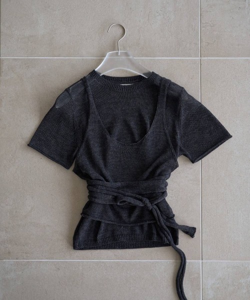 anuke（アンヌーク）の「anuke　Wrapcami Layered Knit ラップキャミレイヤードニット/62620503（ニット/セーター・レディース・クリーム/チャコールグレー・ONE SIZE）」の14枚目の写真