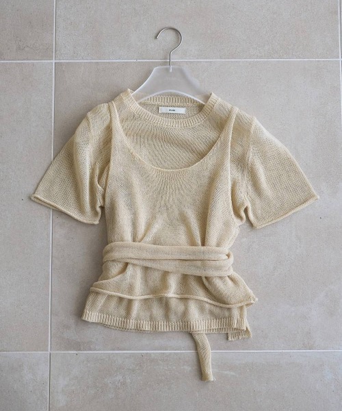 anuke（アンヌーク）の「anuke　Wrapcami Layered Knit ラップキャミレイヤードニット/62620503（ニット/セーター・レディース・クリーム/チャコールグレー・ONE SIZE）」の11枚目の写真
