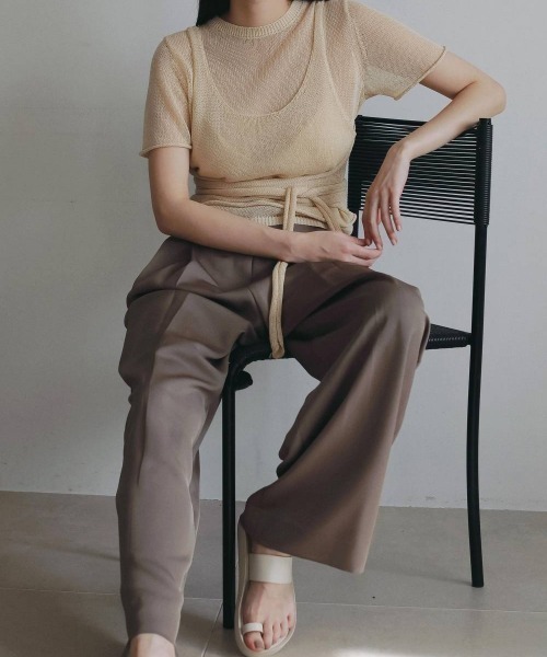 anuke（アンヌーク）の「anuke　Wrapcami Layered Knit ラップキャミレイヤードニット/62620503（ニット/セーター・レディース・クリーム/チャコールグレー・ONE SIZE）」の6枚目の写真