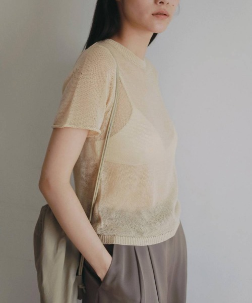 anuke（アンヌーク）の「anuke　Wrapcami Layered Knit ラップキャミレイヤードニット/62620503（ニット/セーター・レディース・クリーム/チャコールグレー・ONE SIZE）」の3枚目の写真