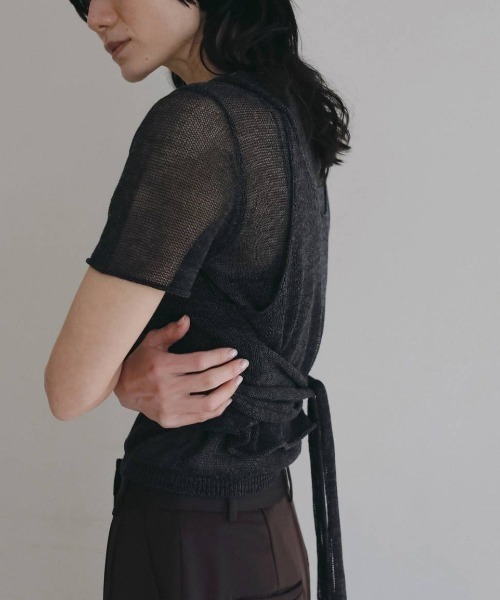 anuke（アンヌーク）の「anuke　Wrapcami Layered Knit ラップキャミレイヤードニット/62620503（ニット/セーター・レディース・クリーム/チャコールグレー・ONE SIZE）」の7枚目の写真