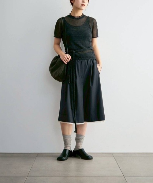 anuke（アンヌーク）の「anuke　Wrapcami Layered Knit ラップキャミレイヤードニット/62620503（ニット/セーター・レディース・クリーム/チャコールグレー・ONE SIZE）」の15枚目の写真