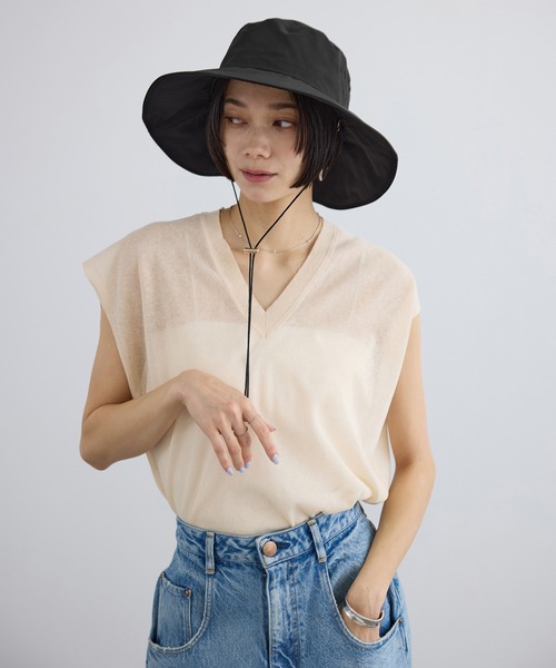 SALON adam et rope'(サロン アダム エ ロペ)の「2WAYレイヤーハット / 撥水・UVケア・取り外し可(ハット・レディース・ブラック/ベージュ系その他2・FREE)」の14枚目の写真