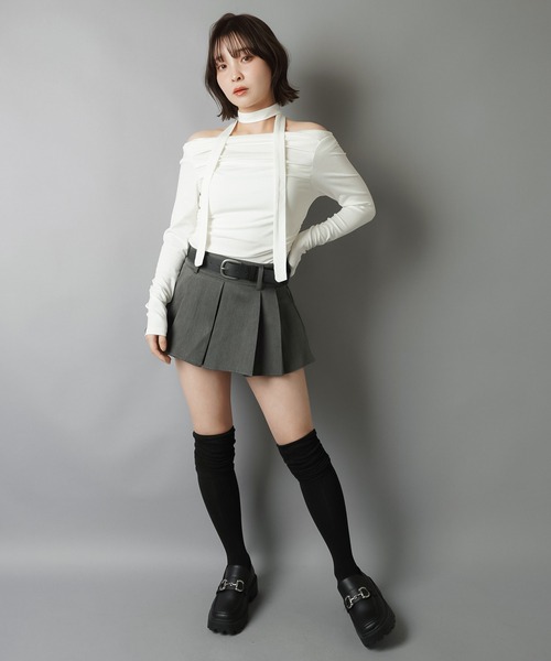 SPINNS(スピンズ)の「【セットアイテム】タイ付き長袖カットソー/ギャザー/ストール付き(Tシャツ/カットソー・レディース・ブラック/ホワイト/チャコール・ONESIZE)」の12枚目の写真