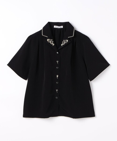 NICOLE CLUB(ニコル クラブ)の「開襟刺繍ブラウス(シャツ/ブラウス・レディース・ブラック/サックスブルー/オフホワイト/イエロー・M)」の17枚目の写真