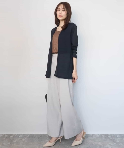 MK MICHEL KLEIN（エムケーミッシェルクラン）の「バイオヴィンテージツイル ワイドストレートパンツ/接触冷感/UVカット/速乾/洗える（スラックス・レディース・ネイビー/グレイッシュベージュ・38）」の14枚目の写真