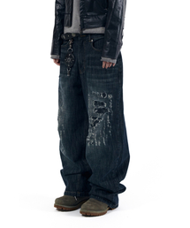 Scratched Denim Pants (Indigo)