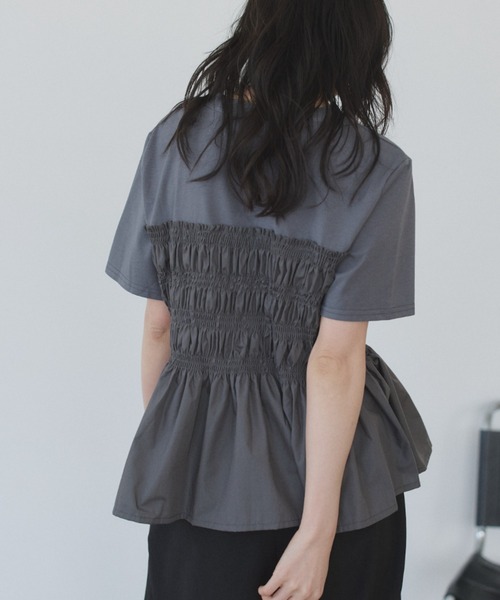 Eclat one(エクラワン)の「【Eclat one】異素材ドッキング シャーリングビスチェライク カットソー(Tシャツ/カットソー・レディース・イエロー/グレー/ホワイト・FREE)」の13枚目の写真