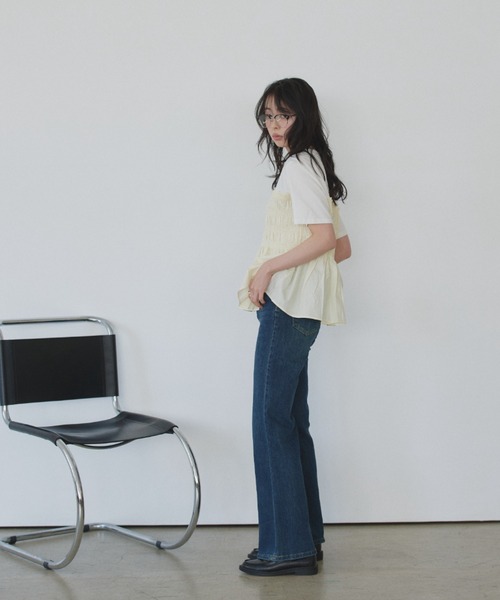 Eclat one(エクラワン)の「【Eclat one】異素材ドッキング シャーリングビスチェライク カットソー(Tシャツ/カットソー・レディース・イエロー/グレー/ホワイト・FREE)」の22枚目の写真