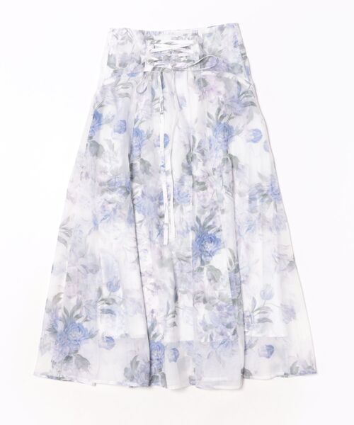 tocco closet(トッコ クローゼット)の「バックレースアップシアーフラワープリントフレアスカート(スカート・レディース・ラベンダー/ピンク・M)」の6枚目の写真