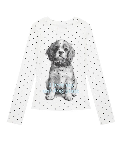Ressaca（レサーカ）の「DOGプリントドット柄ロンT（Tシャツ/カットソー・レディース・ホワイト/グレー・M）」の9枚目の写真