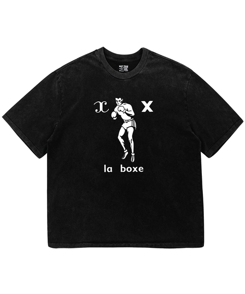 NAVYTEAM(ネイビーチーム)の「la boxe ピグメントダイング半袖Tシャツ(Tシャツ/カットソー・レディース・ブラック×グレー/ブラック×ホワイト・1/2/3)」の1枚目の写真