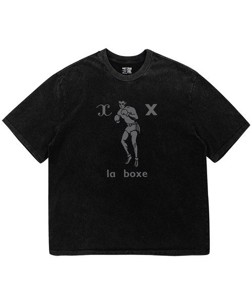 NAVYTEAM(ネイビーチーム)の「la boxe ピグメントダイング半袖Tシャツ(Tシャツ/カットソー・レディース・ブラック×グレー/ブラック×ホワイト・1/2/3)」の2枚目の写真