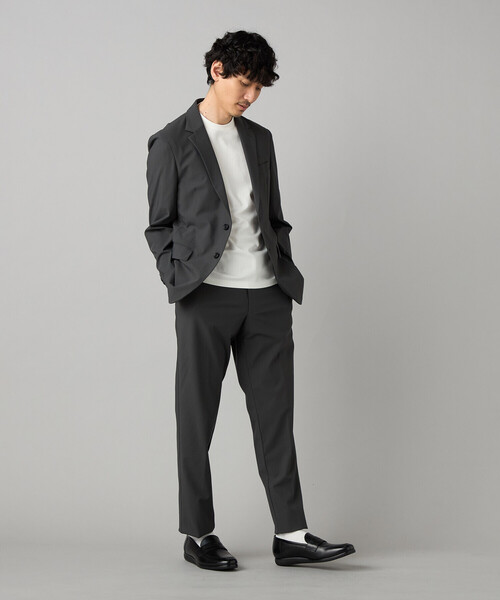 COMME CA MEN（コムサメン）の「【セットアップ対応】福井産 ナイロントリコットジャージー テーパードパンツ（スラックス・メンズ・グレー・M/L/S）」の2枚目の写真