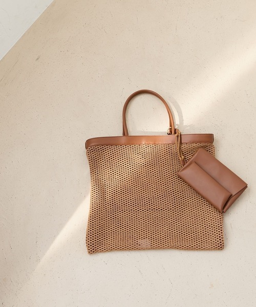 Andemiu（アンデミュウ）の「メッシュスクエアトート634250（トートバッグ・レディース・ブラウン/ホワイト・FREE）」の2枚目の写真