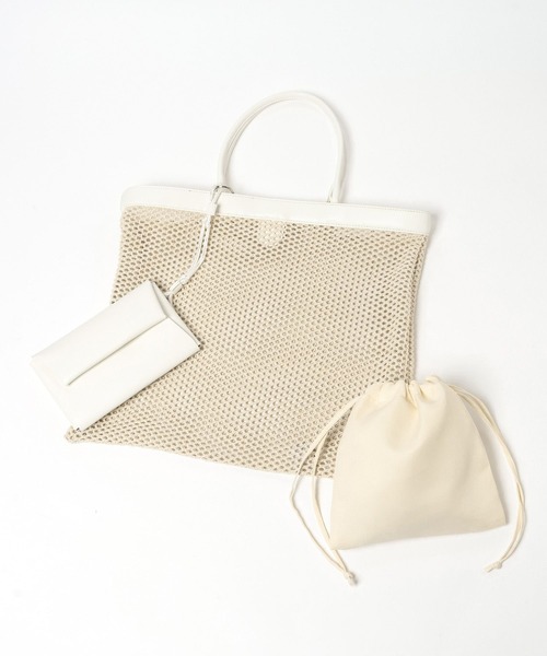 Andemiu（アンデミュウ）の「メッシュスクエアトート634250（トートバッグ・レディース・ブラウン/ホワイト・FREE）」の9枚目の写真