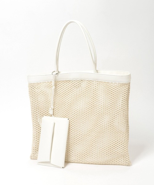 Andemiu（アンデミュウ）の「メッシュスクエアトート634250（トートバッグ・レディース・ブラウン/ホワイト・FREE）」の11枚目の写真