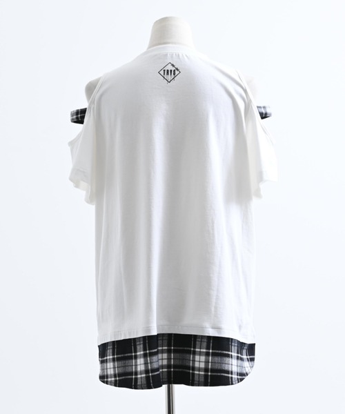 TRAVAS TOKYO（トラバス トウキョウ）の「『TRAVAS TOKYO/トラバス トーキョー』チェックレイヤードくまプリントTシャツ（Tシャツ/カットソー・レディース・ホワイト/ブラック・FREE）」の20枚目の写真