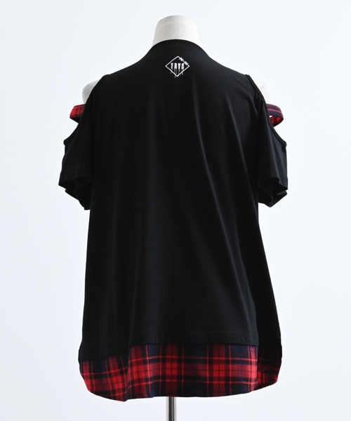 TRAVAS TOKYO（トラバス トウキョウ）の「『TRAVAS TOKYO/トラバス トーキョー』チェックレイヤードくまプリントTシャツ（Tシャツ/カットソー・レディース・ホワイト/ブラック・FREE）」の12枚目の写真