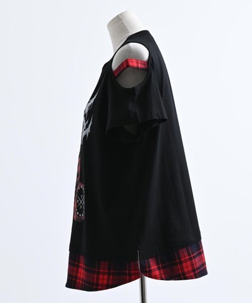 TRAVAS TOKYO（トラバス トウキョウ）の「『TRAVAS TOKYO/トラバス トーキョー』チェックレイヤードくまプリントTシャツ（Tシャツ/カットソー・レディース・ホワイト/ブラック・FREE）」の11枚目の写真
