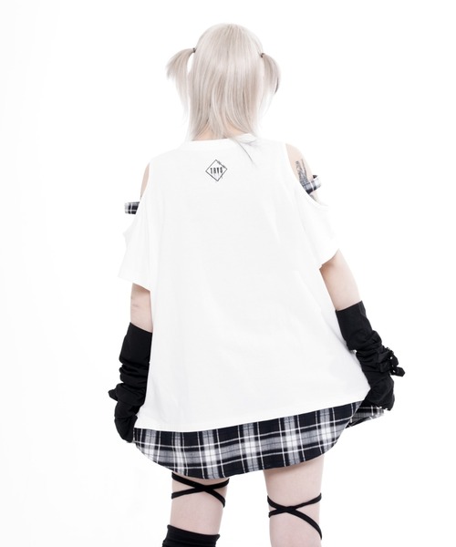 TRAVAS TOKYO（トラバス トウキョウ）の「『TRAVAS TOKYO/トラバス トーキョー』チェックレイヤードくまプリントTシャツ（Tシャツ/カットソー・レディース・ホワイト/ブラック・FREE）」の9枚目の写真