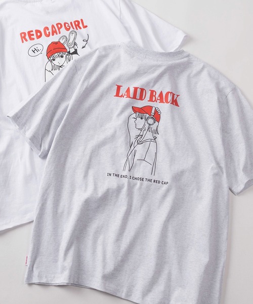 Red Cap Girl(レッドキャプガール)の「【70】【RCG/レッドキャップガール】ワンポイント刺繍 バックプリント クルーネックTシャツ/ユニセックス/レディース/メンズ(Tシャツ/カットソー・メンズ・ブラック系/ブルー系/ブルー系1/ブラック系1/ライトグレー系/ホワイト系/ホワイト系1/ライトグレー系1・M/L)」の6枚目の写真