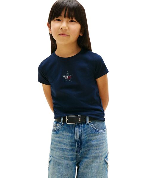 TOMMY HILFIGER(トミーヒルフィガー)の「GIRLS スターフラッグショートスリーブTシャツ(Tシャツ/カットソー・キッズ・レッド/マルチ・150cm/140cm/160cm/130cm)」の2枚目の写真