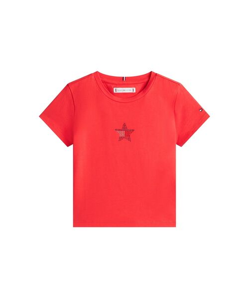 TOMMY HILFIGER(トミーヒルフィガー)の「GIRLS スターフラッグショートスリーブTシャツ(Tシャツ/カットソー・キッズ・レッド/マルチ・150cm/140cm/160cm/130cm)」の3枚目の写真
