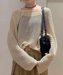 バックオープンメッシュニット