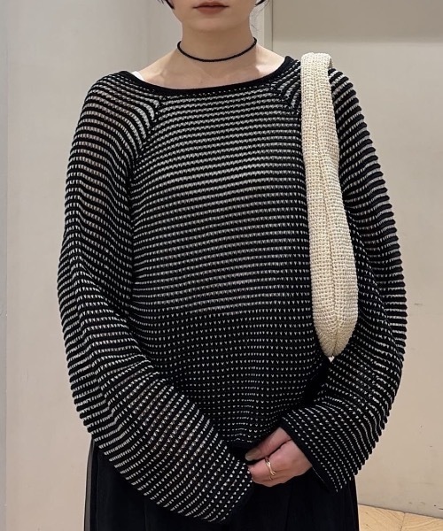 STYLEMIXER（スタイルミキサー）の「バックオープンメッシュニット（ニット/セーター・レディース・ブラック/ライトベージュ/ホワイト・FREE）」の3枚目の写真