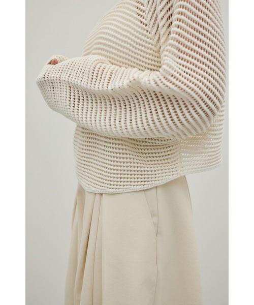 STYLEMIXER（スタイルミキサー）の「バックオープンメッシュニット（ニット/セーター・レディース・ブラック/ライトベージュ/ホワイト・FREE）」の14枚目の写真