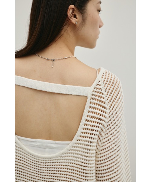 STYLEMIXER（スタイルミキサー）の「バックオープンメッシュニット（ニット/セーター・レディース・ブラック/ライトベージュ/ホワイト・FREE）」の16枚目の写真