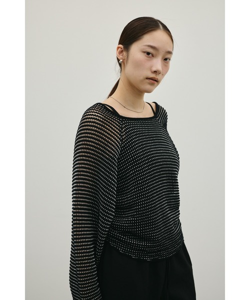 STYLEMIXER（スタイルミキサー）の「バックオープンメッシュニット（ニット/セーター・レディース・ブラック/ライトベージュ/ホワイト・FREE）」の5枚目の写真