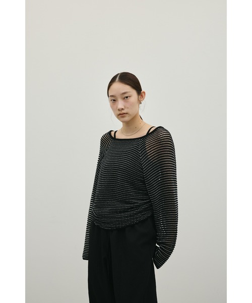 STYLEMIXER（スタイルミキサー）の「バックオープンメッシュニット（ニット/セーター・レディース・ブラック/ライトベージュ/ホワイト・FREE）」の8枚目の写真