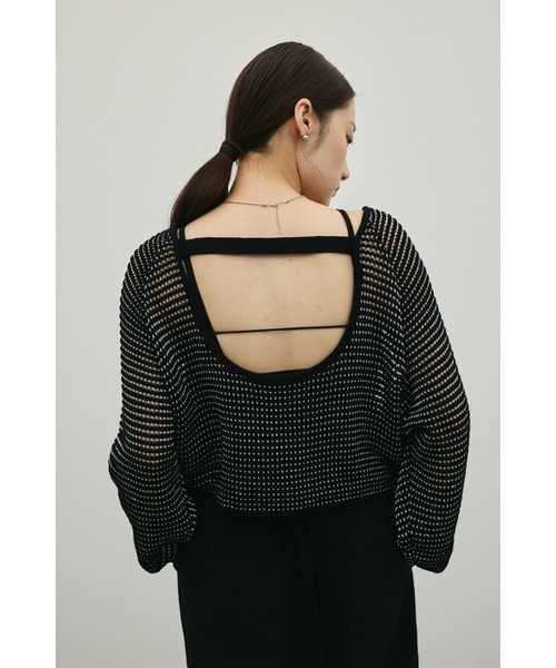 STYLEMIXER（スタイルミキサー）の「バックオープンメッシュニット（ニット/セーター・レディース・ブラック/ライトベージュ/ホワイト・FREE）」の10枚目の写真
